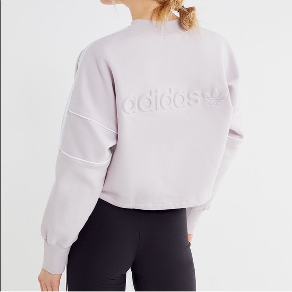 UO Adidas Winter Ease Lavender Purple Cropped Sweatshirt Athleisure Lounge - Picture 1 of 14